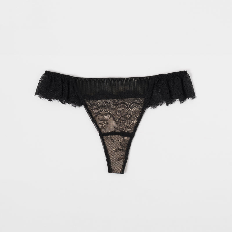 Pleats Lace Thong